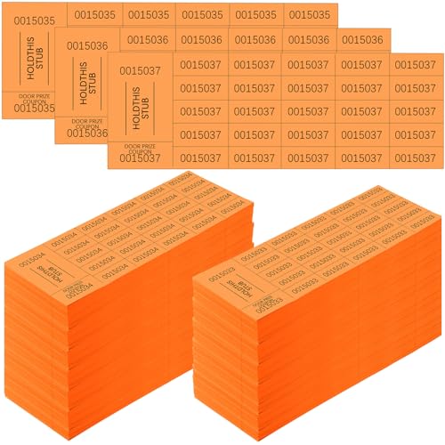 Kosiz 2000 Sheets Raffle Ticket 25 Bid Chinese Auction Tickets, Orange - color: Orange