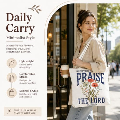 Christian Canvas Tote Bag, Bible Verse Reusable Shopping Bag - color: Bible-5