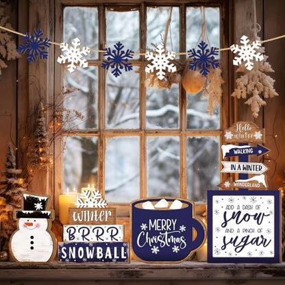 Vercraft Christmas Tiered Tray Decor Xmas Wooden Table Decor, Retro - style: Retro