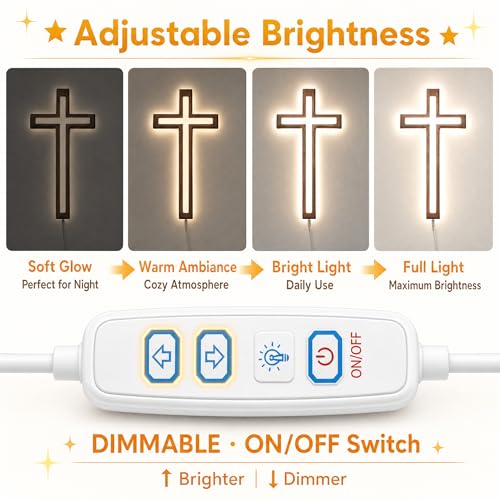 MoSavris Crucifix Wall Cross, Handmade Wood Cross with LED Light, Wall Decor for Faith and Blessing, Christian Gifts, 13 Inch - size: Christ