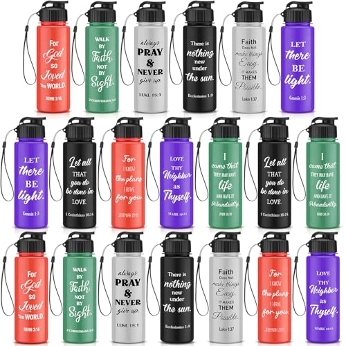Mifoci 20 Pcs Christian Religious Water Bottle Bulk 17 oz, Classic - color: Classic