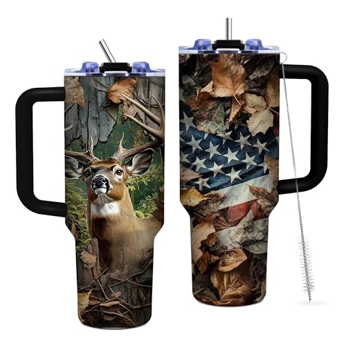 Hunter Gifts for Men Dad, 40oz Tumbler with Handle - color: Hunting