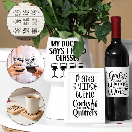 Rngmsi 20 Sheets Funny Wine Quotes UV DTF Cup Wrap, Cold UV DTF Stickers - style: Funny Wine Quotes