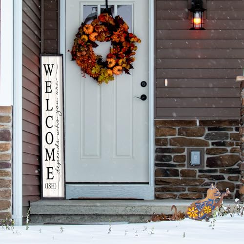 RLWangChao Welcome-ish Sign for Front Porch Standing, 45"X9", Black - color: Black-Wood Sign