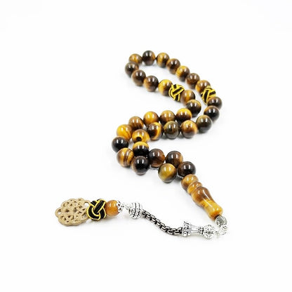 albasha Tasbih Natural Tiger eye stone With Tabizon handmade Muslim rosary bead Misbaha beads Islamic gift - size: 10mm x 66beads