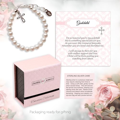 Cherished Moments Girls Godchild Cross Bracelet, .925 Sterling Silver - color: SM (0-9 months)