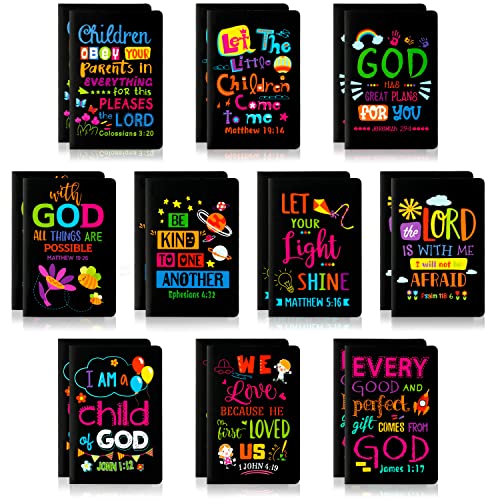 20Pcs Back to School Bible Verse Notepad, Inspirational Notebooks - style: Black