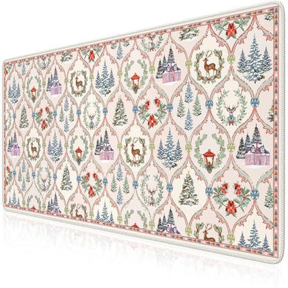 iCasso Christmas Desk Mat, Beige Mouse Pad, Desk Protector Mat - color: Beige Christmas