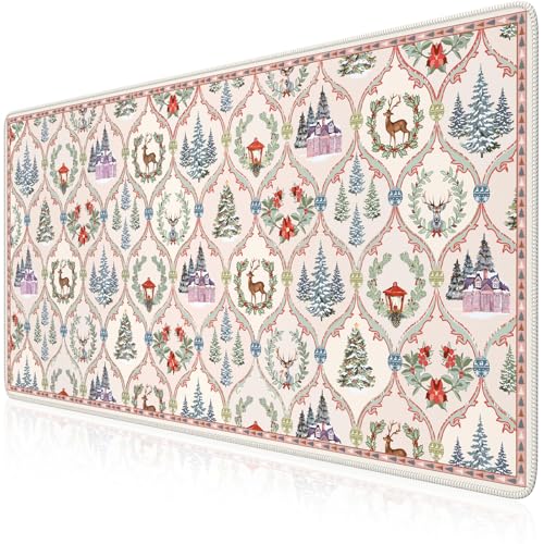 iCasso Christmas Desk Mat, Beige Mouse Pad, Desk Protector Mat - color: Beige Christmas