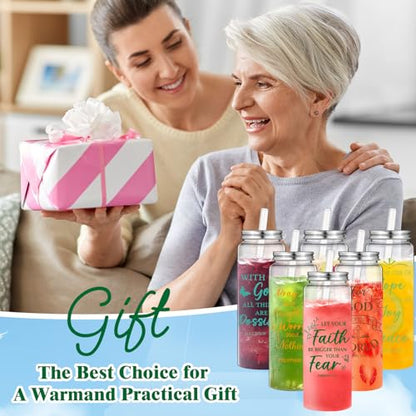 Skylety 24 Pcs Christian Gifts for Women Faith Religious Gifts Cup 17 oz Christian Tumblers Reusable Inspirational Bible Verse Drinking Cups Plastic Mug with Lids Straws for Father's Day Teacher Nurse