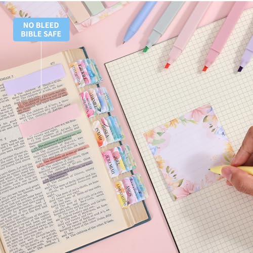 VYRANA Bible Study Supplies Journaling Kit for Women, Bible Study Kit with 11 No Bleed Highlighters and Pens, 1 Sticky Notes of 30 Pages, 1 Index Stickers of 4 Colors, 105 Tabs for Christian Gifts