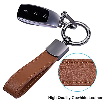 Wisdompro Genuine Leather Car Keychain, Universal Key Fob Keychain - color: Brown