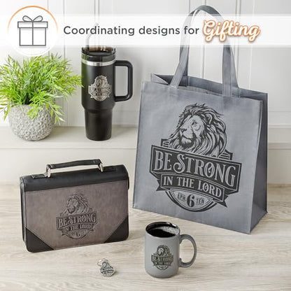 Christian Art Gifts Inspirational Be Strong Bible Verse Coffee Mug, Christian Scripture Ceramic Coffee & Tea Mug, Gray & Black, 14 oz, Lead & Cadmium-Free Drinkware Gift for Men & Women - color: Gray & Black/Be Strong