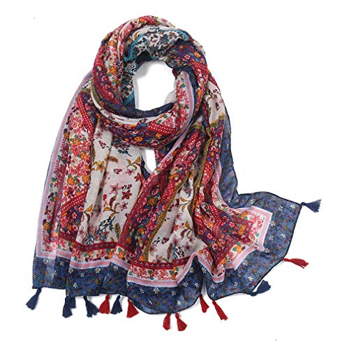 Yeieeo Boho Scarf for Women Lightweight Floral Printed Scarf Fall Winter Fashion Fringed Shawl - color: Floral 11