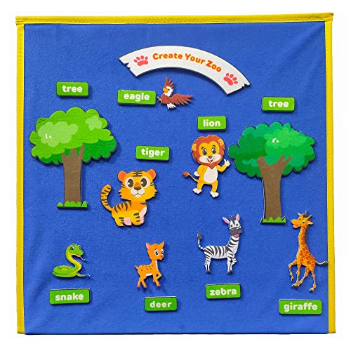 Topwon Felt Board, Folding Flannel Playboard Preschool Toddler Stories Boards, Animal Story Learning Double-Side Stand Flannel Board (Including Animal Felt) - style: Animal Felt board for classroom