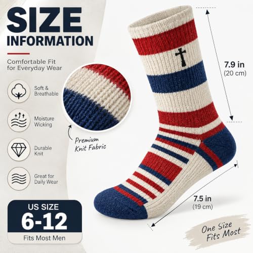 3 Pairs Mens Soccer Running Socks Gifts for Christian,Athletic Cross Socks