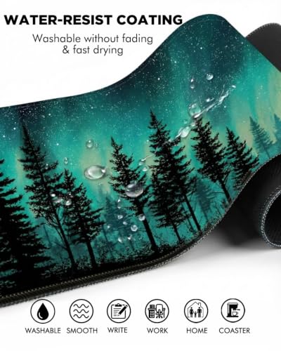 Mouse Pad, Desk Mat, 31.5x11.8in Large Mousepad, Green Forest - color: Green Forest