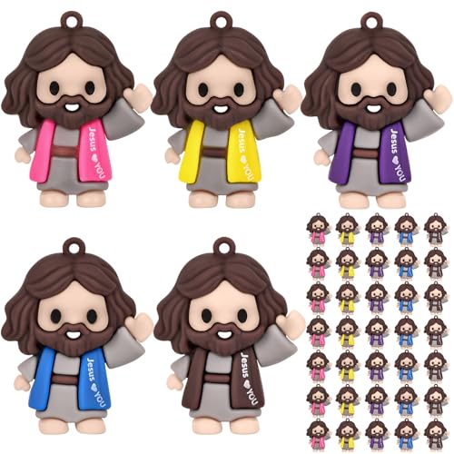 50 Pcs Mini Jesus Figures - Little jesus loves you figures Toy to Hide - color: Jesus Love 5 Colors 50pcs