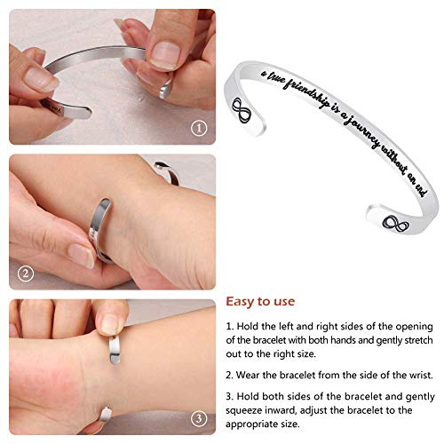 Fesciory Inspirational Bracelets for Women, Stainless Steel Cuff Bangle - color: Silver-13