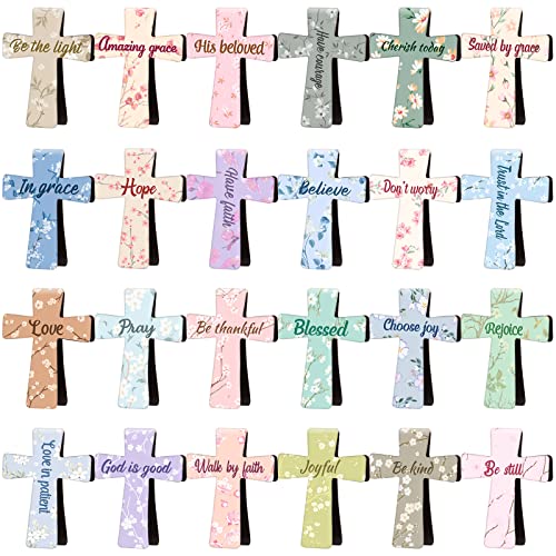 48 Pcs Magnetic Cross Bookmarks Bulk, Floral Style - style: Floral Style