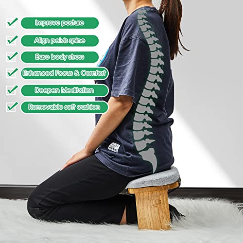 Namalu Bamboo Meditation Stool Foldable with Cushion, 16.1 x 7.5 x 6.7 Inch