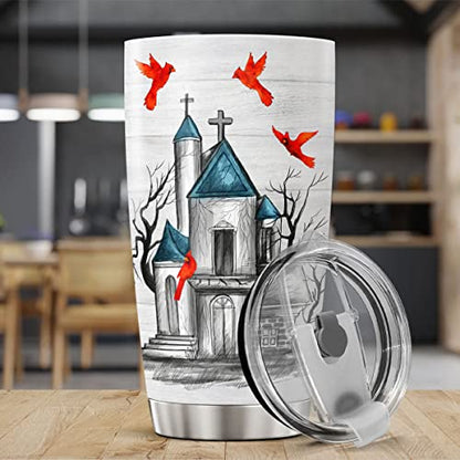 CUBICER Christian Coffee Tumbler Bible Travel Mug With Lid Birthday Gifts For Women Men Teens Religious Insulated Cups Stainless Steel Tumblers Hot And Cold Inspirational Saying Quotes - color: Religious
