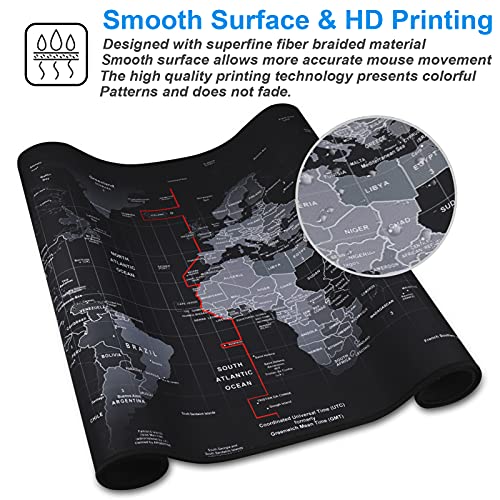 XXL Professional Large Mouse Pad & Computer Game Mouse Mat (35.4x15.7x0.1IN, Map) (90 * 40 Map) - color: Map, size: 35.4L x 15.7W inches