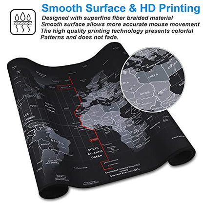 XXL Professional Large Mouse Pad & Computer Game Mouse Mat (35.4x15.7x0.1IN, Map) (90 * 40 Map) - color: Map, size: 35.4L x 15.7W inches