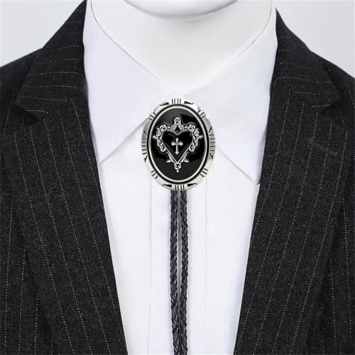 GelConnie Bolo Tie for Women Heart Cowboy Necktie Flower Gothic Mens Bolo Ties Bolero Necklace Red Western Ties for Men - color: Black Heart Tie Necklace