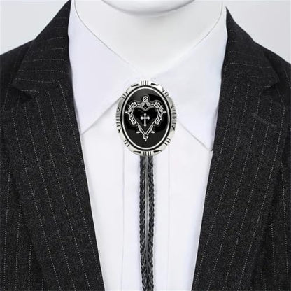 GelConnie Bolo Tie for Women Heart Cowboy Necktie Flower Gothic Mens Bolo Ties Bolero Necklace Red Western Ties for Men - color: Black Heart Tie Necklace