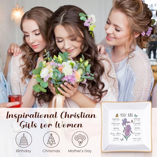 Birthday Gifts for Women, Iris Scripture Jewelry Dish, Christian Gifts - style: Iris: Faith & Hope, Wisdom, Valor & Strength