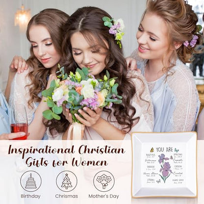 Birthday Gifts for Women, Iris Scripture Jewelry Dish, Christian Gifts - style: Iris: Faith & Hope, Wisdom, Valor & Strength