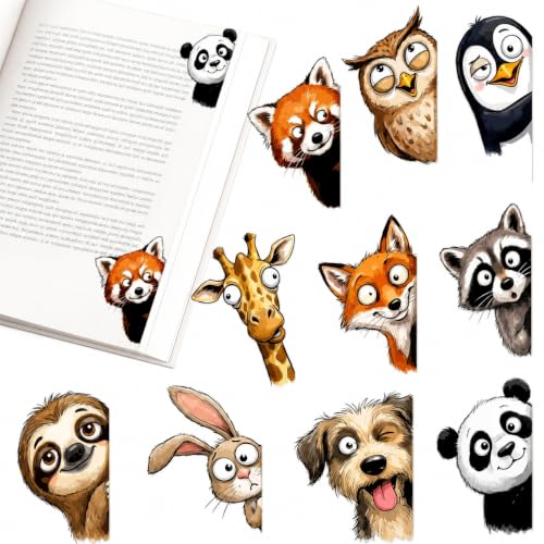 10PCS Funny Animal Magnetic Bookmarks - Cute Peek a Boo Page Markers for Books Magnetic Page Clips, Reading Accessories for Women Teachers Office Book Lover Birthday Valentines Christmas Gifts - style: Funny Animal Magnetic Bookmarks