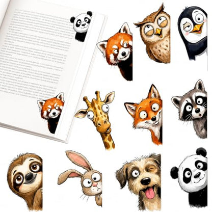 10PCS Funny Animal Magnetic Bookmarks - Cute Peek a Boo Page Markers for Books Magnetic Page Clips, Reading Accessories for Women Teachers Office Book Lover Birthday Valentines Christmas Gifts - style: Funny Animal Magnetic Bookmarks