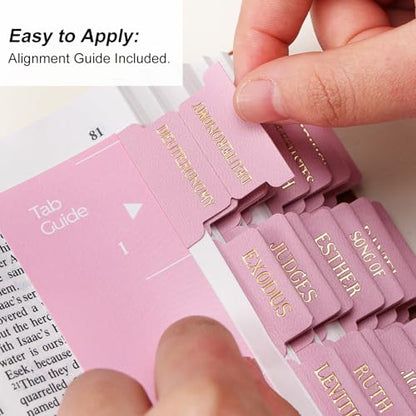Leather Bible Tabs, Bible Tabs for Women and Men(Gold Foil Lettering) Large Print Stickers, Easy to Read and Apply, 66 Chapters & 14 Blank DIY Labels for Easy Navigation, Christian Accessories(Pink) - style: Leather Pink