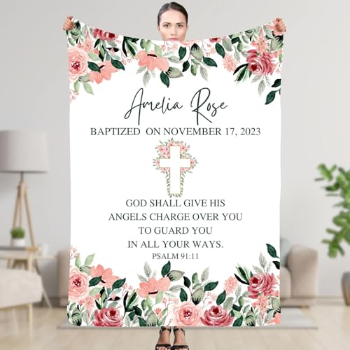 Godmother Blanket From Godchild, Personalized Christening Blanket, Catholic Dedication Present, Baptized In Christ Comforter, Infant Girl Communion Coverlet, Blessing Blankets, Baptism Gift Catholic - color: #Ver1