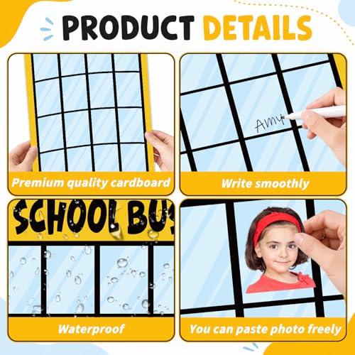 25×14In Yellow Bus Classroom Attendance Chart Who is at School Today DIY Photo Display Board Classroom Management Teacher Tools Back to School Bulletin Board Decor for Preschool Kindergarten Daycare