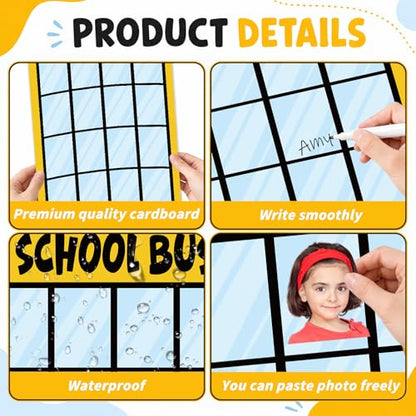 25×14In Yellow Bus Classroom Attendance Chart Who is at School Today DIY Photo Display Board Classroom Management Teacher Tools Back to School Bulletin Board Decor for Preschool Kindergarten Daycare