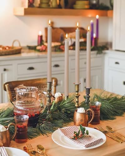 Sahara Beige Taper Candles Ribbed Dripless Tapered Candles Ideal as Dinner Candle Smokeless and Unscented Candle Sticks Long Burning,10.5 inch,Set of 12 - color: Ribbed10.5''-Sahara Beige