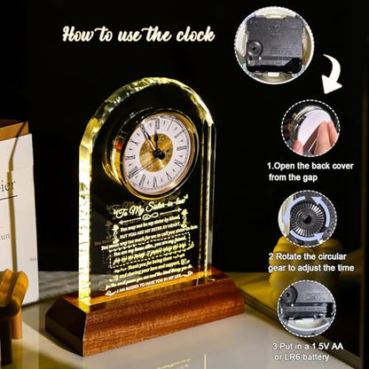 Arikyrist Glass Clock Sister in Law Gifts on Birthday Wedding - color: Sister-in-law