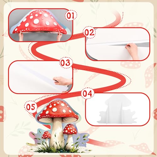 Teling 43.3 x 37.4 Inch Large Mushroom Photo Prop Party Decoration Forest Mushroom Cutout Backdrop Decor Woodland Fairy Birthday Baby Shower Supplies - style: Mushroom