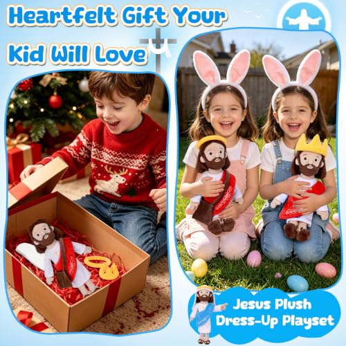 Dressable Jesus Plush, Keepsake Toy for Baptism, Easter & Christmas (Red) - color: Red
