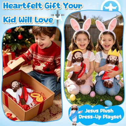 Dressable Jesus Plush, Keepsake Toy for Baptism, Easter & Christmas (Red) - color: Red