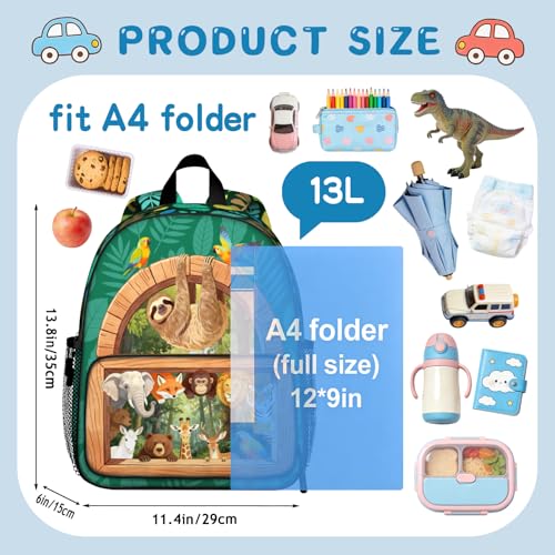 Forest Boys Backpack Kids Bookbag Animal Child School Bag Kindergarten Elementary Toddler Bag Gift Ideas Toddler Backpack for Boys Girls Bookbag for Kids Toddlers Casual Travel - color: Forest Animals