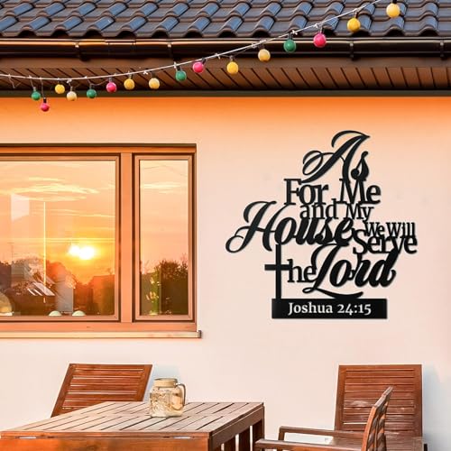 Metal Christian Wall Decor As for me and My House We Will Serve the Lord 16.5 x12.5 Inch Religious Wall Sign Scripture Black Bible Verses Family Wall Art Holy Wall Hanging Decoration for Home Inspirational Jesus Wall Plaque for Kitchen Bathroom Bedroom Ha