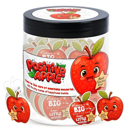 Positive Apple Jar with 60 Daily Affirmation Cards, Emotional Support Apple Gift, Apple Cards, Funny Gifts - color: Positive Apple