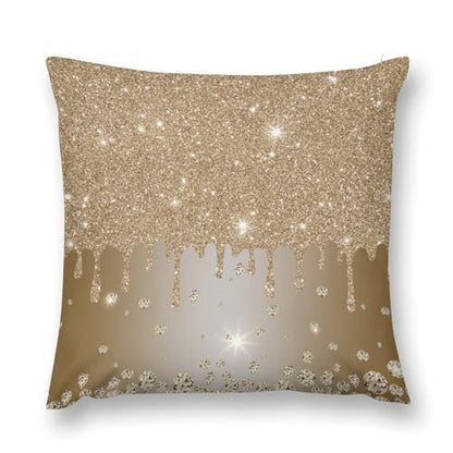 Champagne Gold Throw Pillow Cover Glitter Diamond Sparkle Shimmer Bling Sparkly Couch Pillowcases Luxury Colorful Shiny Modern (No Glitter) Sofa Pillows Cushion Case for Bed Chair 18x18inch - color: Diamondblack-1