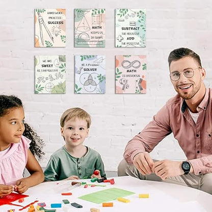HOURIA 6pcs Framed Classroom Math Canvas Wall Art Set(8"x10") - color: Math wall art, size: 8X10inches