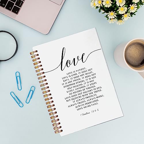 VNWEK Bible Scripture 1 Corinthians 13:4-8 Love Never Fails Spiral Notebook Journal 5.5 x 8.3 inches,Christian Lined Hardcover Spiral Notebook,Inspirational Christian Gifts for Women Men Faith Teens - color: 4-XZ-bible-notebook