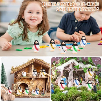 nedeqi 310 PCS Little Jesus Figures, Mini Jesus Figurines in Bulk, Tiny Pocket Rubber Jesus Love You Figure for Religious Party Favors, Baptism Gift, Easter Egg Stuffers (310)